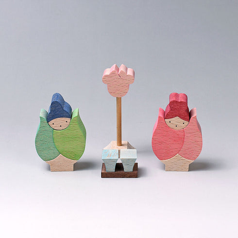 小黒三郎 組み木のひな人形 KH234 つぼみびな・ぼんぼり付き(小) ひなまつり 雛人形