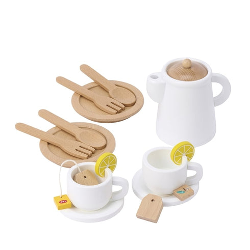 Sweet little chef 木製 おままごと ホワイトxウッド ティーセット