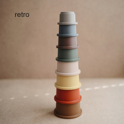 Mushie Stacking Cups Toy スタッキングカップ Retro レトロ ブラウン系カラー ムシエ