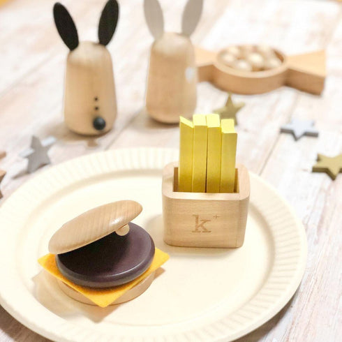kiko+ キコ hamburger set ハンバーガーセット 楽器 木製おままごと ファーストフード ポテト 木のおもちゃ kiko+&gg*