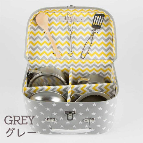 sass&belle キッチンツール おままごと クッキングボックス 7点セット シルバー グレー サス&ベル JEUX027
