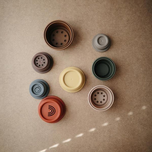 Mushie Stacking Cups Toy スタッキングカップ Retro レトロ ブラウン系カラー ムシエ