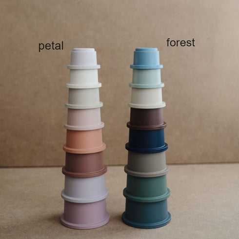Mushie Stacking Cups Toy スタッキングカップ Forest ブルー系カラー ムシエ