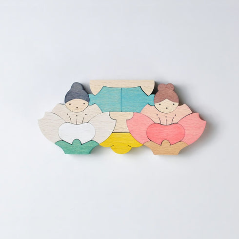 小黒三郎 組み木のひな人形 KH534 桜の花坐りびな ひなまつり 雛人形 木製