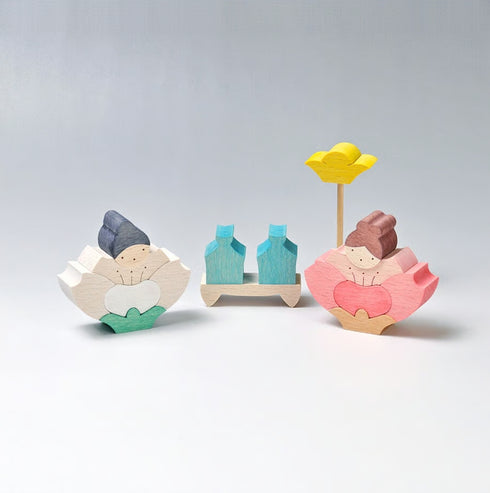 小黒三郎 組み木のひな人形 KH534 桜の花坐りびな ひなまつり 雛人形 木製