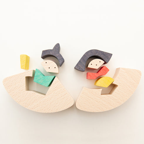 小黒三郎 組み木のひな人形 KH538 円びな ひなまつり 雛人形 木製