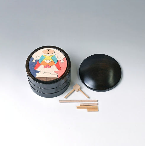 小黒三郎 組み木 五月人形 KK237 円武者三段飾り・小 普通垂幕 木製 つみき こどもの日 男の子の節句 遊プラン