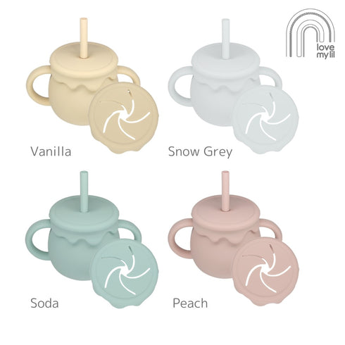 Love my lil 3wayマグ シリコン製 ストローマグ スナックカップ 両手持ちコップ ラブマイリル