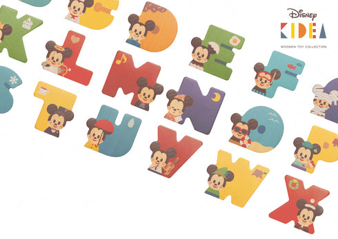 KIDEA アルファベット 26文字セット 英語 ディズニー 木製 つみき キディア