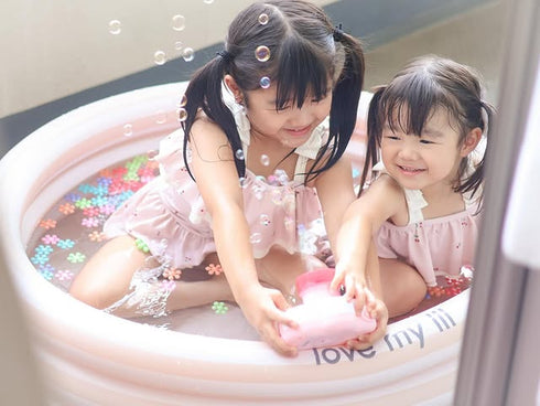 Love my lil ラウンドプール 70cm 90cm ビニールプール ストライプ ボーダー ピンク ブルー ラブマイリル