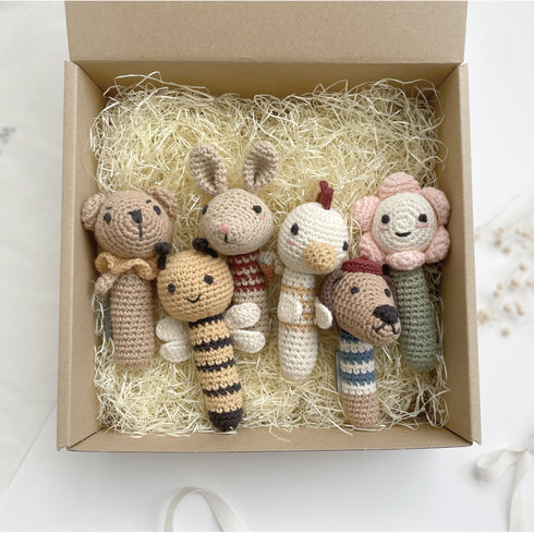 The Little Linen Company クロシェットラトル TLLC Crochet Rattle どうぶつラトル ガラガラ リトルリネンカンパニー