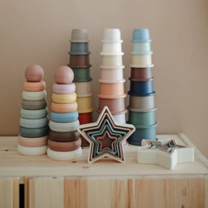 Mushie Stacking Cups Toy スタッキングカップ Retro レトロ ブラウン系カラー ムシエ