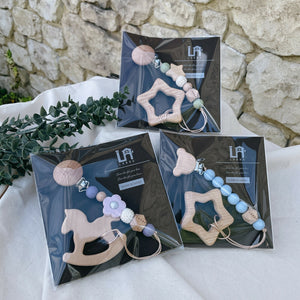 LABRO 星とトイホルダー セット 赤ちゃんのおもちゃ 木製歯固め トイクリップ シリコン 日本製 ラブロ