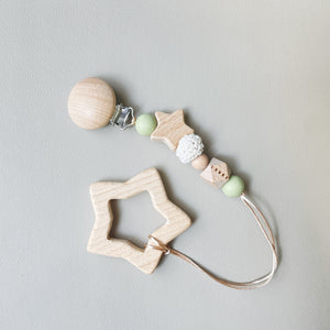 LABRO 星とトイホルダー セット 赤ちゃんのおもちゃ 木製歯固め トイクリップ シリコン 日本製 ラブロ