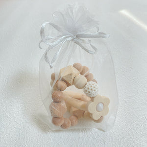 LABRO 木製おもちゃ ボール 歯固め 木のおもちゃ 花 フラワー ウッドxシリコンビーズ ファーストトイ ラブロ