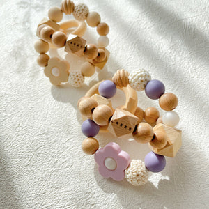 LABRO 木製おもちゃ ボール 歯固め 木のおもちゃ 花 フラワー ウッドxシリコンビーズ ファーストトイ ラブロ