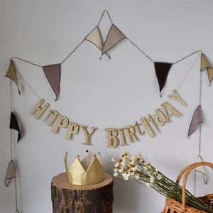 MOONTIC HAPPY BIRTHDAY ガーランド【ヴィンテージレター 加工ウッドバナー】 お誕生日 バースデー ムーンティック