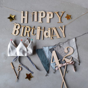 MOONTIC ファブリックガーランド グレイッシュブルー 全長2.8m コットン お誕生日ガーランド バースデー