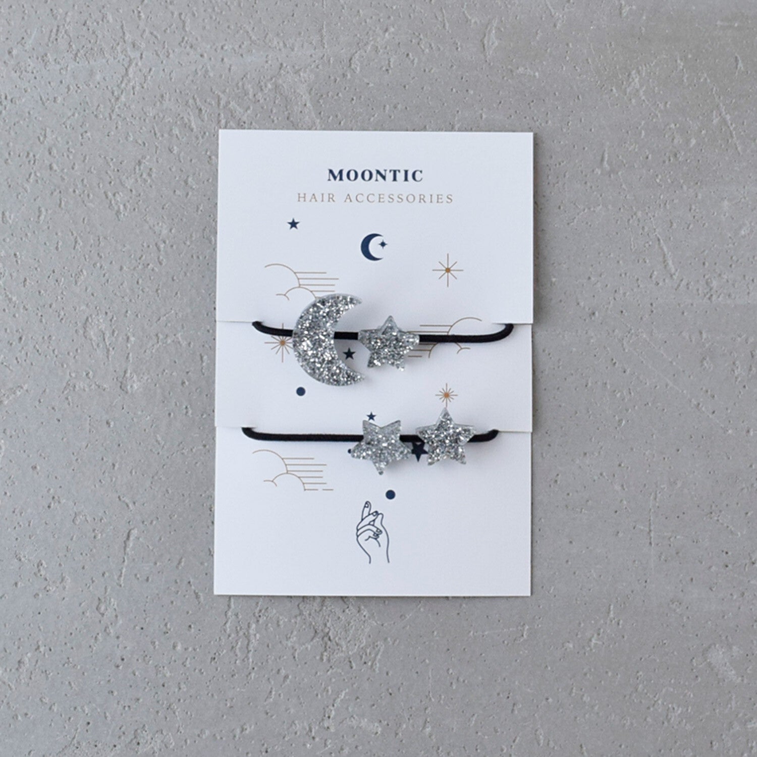 MOONTIC MINI ヘアゴム ビジュー ムーン&スター 2個入 キッズ用 MTHA00020 ムーンティック