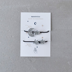 MOONTIC MINI ヘアゴム ビジュー ムーン&スター 2個入 キッズ用 MTHA00020 ムーンティック