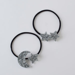 MOONTIC MINI ヘアゴム ビジュー ムーン&スター 2個入 キッズ用 MTHA00020 ムーンティック