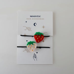 MOONTIC PINK & RED いちご 2個入 キッズ レディース ヘアゴム MTHA00043 ムーンティック