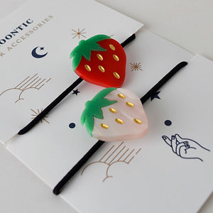 MOONTIC PINK & RED いちご 2個入 キッズ レディース ヘアゴム MTHA00043 ムーンティック