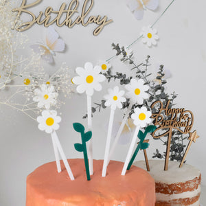 MOONTIC ケーキトッパー Daisy デイジー フラワー&リーフ 8本set パーティー ムーンティック