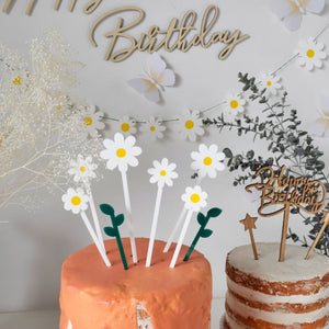 MOONTIC ケーキトッパー Daisy デイジー フラワー&リーフ 8本set パーティー ムーンティック