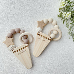 LABRO アイスクリーム 歯固め 木製 木のおもちゃ シリコンビーズ ファーストトイ 星 ラブロ 天然木