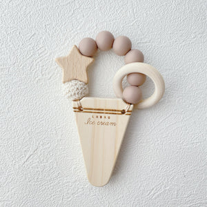 LABRO アイスクリーム 歯固め 木製 木のおもちゃ シリコンビーズ ファーストトイ 星 ラブロ 天然木