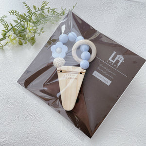 LABRO アイスクリーム 歯固め 木製 木のおもちゃ シリコンビーズ ファーストトイ 花 パステル 単色 ワンカラー