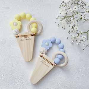 LABRO アイスクリーム 歯固め 木製 木のおもちゃ シリコンビーズ ファーストトイ 花 パステル 単色 ワンカラー ラブロ 天然木