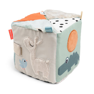 Done by Deer フォールドアウトセンサリーキューブ 布製玩具 仕掛けおもちゃ Fold-out sensory cube Deer friends Colour mix ダンバイディア
