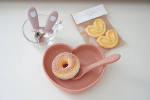 kawaii&born ハート型 シリコンプレート [003]  離乳食 食器  吸盤タイプ くっつくお皿 2024