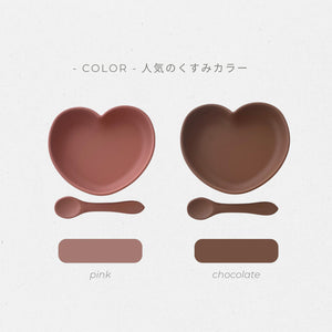 kawaii&born ハート型 シリコンプレート [003]  離乳食 食器  吸盤タイプ くっつくお皿 2024