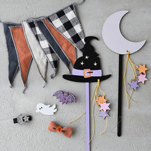 MOONTIC ファブリックminiガーランド12フラッグ ハロウィンカラー 全長2.5m ムーンティック