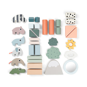 Done by Deer ビルディングブロックセット 34ピース つみき ディアフレンズ Building block set 34 pcs - Deer friends - Colour mix ダンバイディア