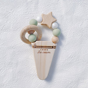 LABRO アイスクリーム 星 歯固め 木製 木のおもちゃ シリコンビーズ ファーストトイ ラブロ 天然木