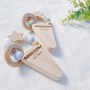 LABRO アイスクリーム 星 歯固め 木製 木のおもちゃ シリコンビーズ ファーストトイ ラブロ 天然木