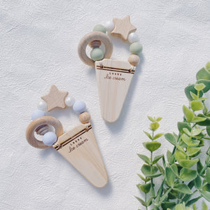 LABRO アイスクリーム 星 歯固め 木製 木のおもちゃ シリコンビーズ ファーストトイ ラブロ 天然木