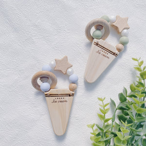 LABRO アイスクリーム 星 歯固め 木製 木のおもちゃ シリコンビーズ ファーストトイ ラブロ 天然木