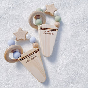 LABRO アイスクリーム 星 歯固め 木製 木のおもちゃ シリコンビーズ ファーストトイ ラブロ 天然木