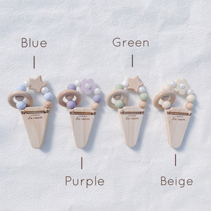 LABRO アイスクリーム 星 歯固め 木製 木のおもちゃ シリコンビーズ ファーストトイ ラブロ 天然木