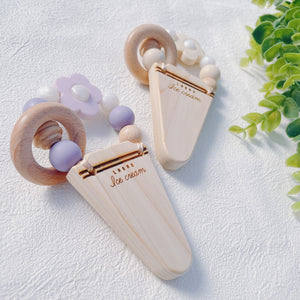 LABRO アイスクリーム 花 歯固め 木製 木のおもちゃ シリコンビーズ ファーストトイ パステル ラブロ 天然木