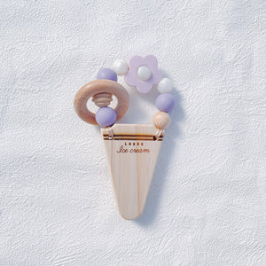 LABRO アイスクリーム 花 歯固め 木製 木のおもちゃ シリコンビーズ ファーストトイ パステル ラブロ 天然木