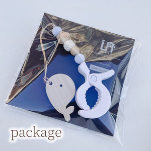 LABRO 2way フィッシングトイ くじらさん シューズクリップ 木製おもちゃ ベビーカー取付可 日本製 ラブロ