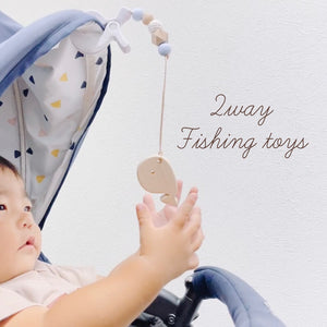LABRO 2way フィッシングトイ くじらさん シューズクリップ 木製おもちゃ ベビーカー取付可 日本製 ラブロ