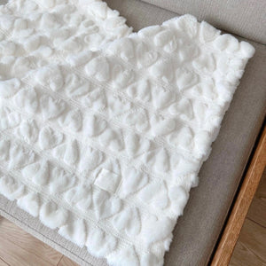 kawaii&born ふわとろ毛布 ベビーブランケット 裏起毛で温かい 天使の毛布 ハートデザイン ホワイト 70cm×90cm