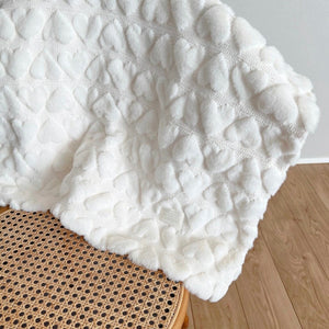 kawaii&born ふわとろ毛布 ベビーブランケット 裏起毛で温かい 天使の毛布 ハートデザイン ホワイト 70cm×90cm